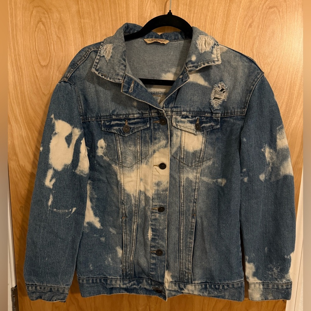 Highway Jeans Blue and White Distressed Jean Jacket